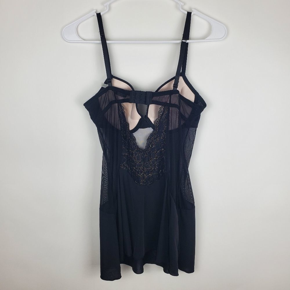 ALICE OLIVIA Classics Lingerie Padded Bra Dress Sexy Semi Sheer Lace Teddy Black - Picture 6 of 6